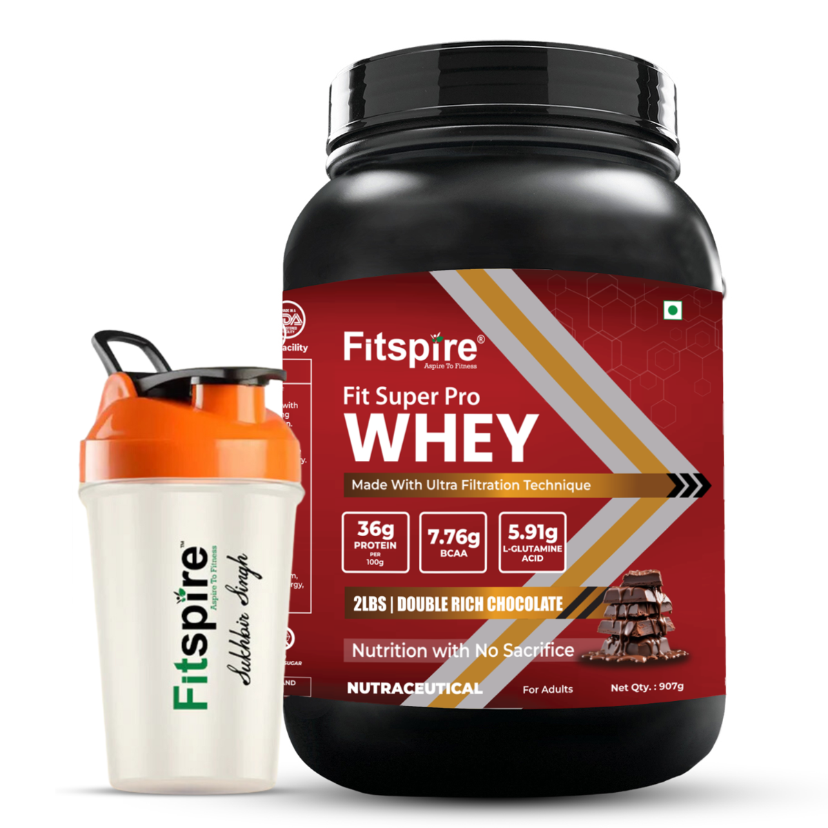 Fitspire Fit Super Pro Whey 36 g Protein Powder Double Rich Chocolate Shaker Whey Isolate and Concentrate Blend with Enzymes and Probiotics for Digestion Muscle Growth Recovery No Added Sugar-image-4