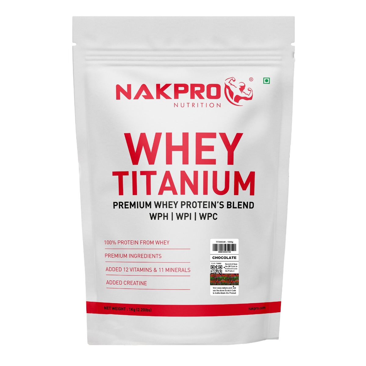 NAKPRO Titanium Tri Blend Whey Protein Hydrolyzed, Isolate & Concentrate | 25.49g Protein, 11.50g EAA, 5.60g BCAA | Added vitamins, minerals & creatine Chocolate 1 Kg-image-13