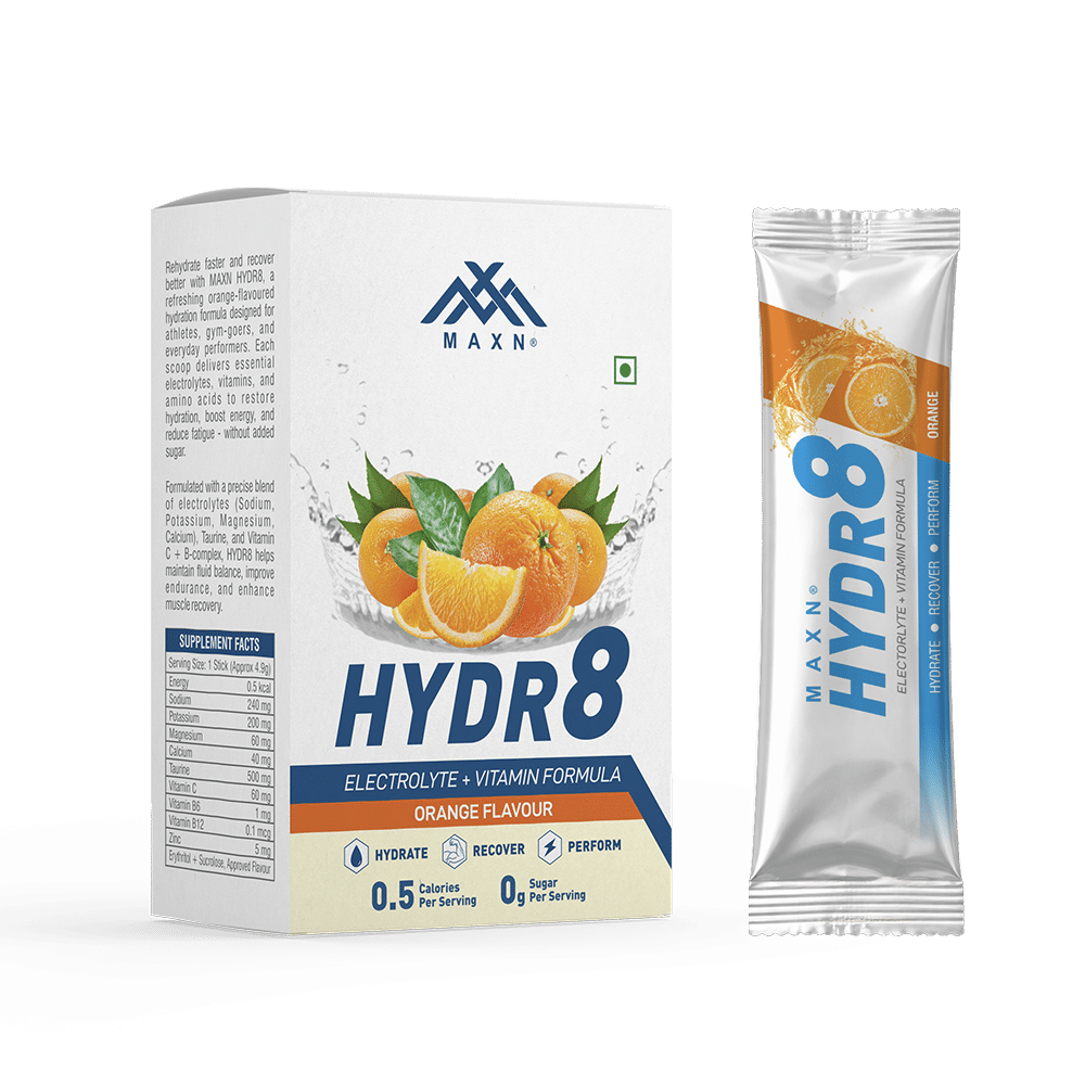 MAXN HYDR8 Electrolyte Drink Mix – Orange Flavour | 15 Sticks | Hydration & Recovery | No Added Sugar-image-21