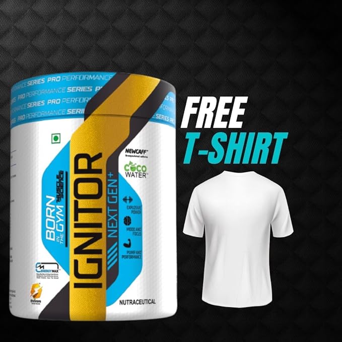 Muscle Science Ignitor Nextgen 30 Serv. Pre Workout | 3850mg Beta Alanine | 200mg Taurine For Endurance | 500mg Arginine For Pump | 260mg Caffeine & Tyrosine Each For Energy Free T shirt (FRUIT PUNCH)-image-10