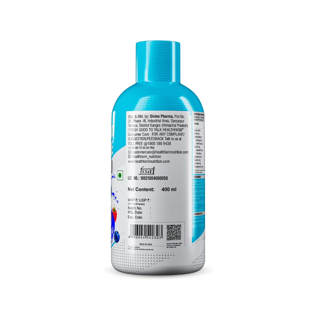 HF Series Liquid L Carnitine 1500 mg, Burns Fat For Energy (400 ml (Mix Berries)